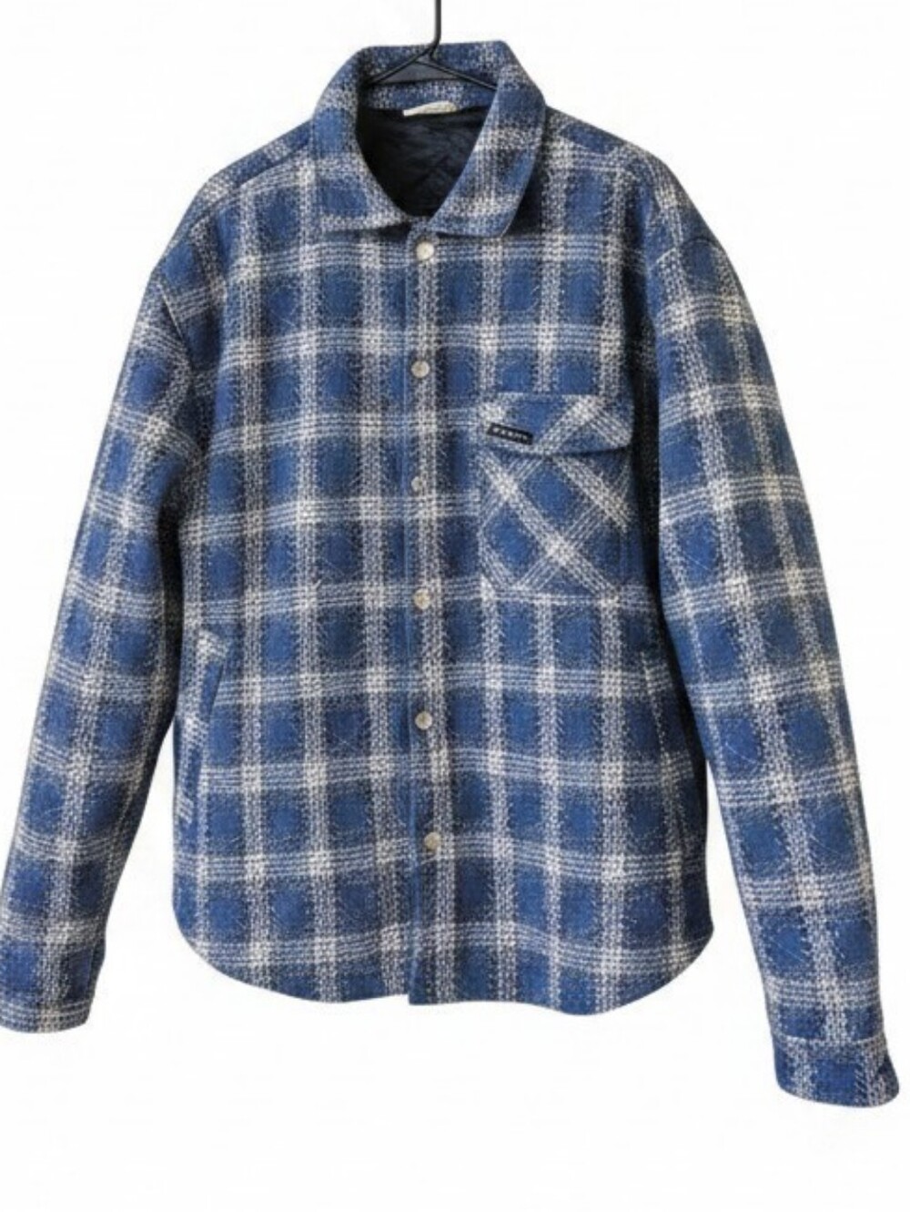 YoungLA Kingpin Blue Plaid Snap Front Jacket With Pockets Mens Size XL